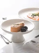 高脚陶器製ケーキトレイ【和風・創意フルーツプレート・家庭用・展示用】