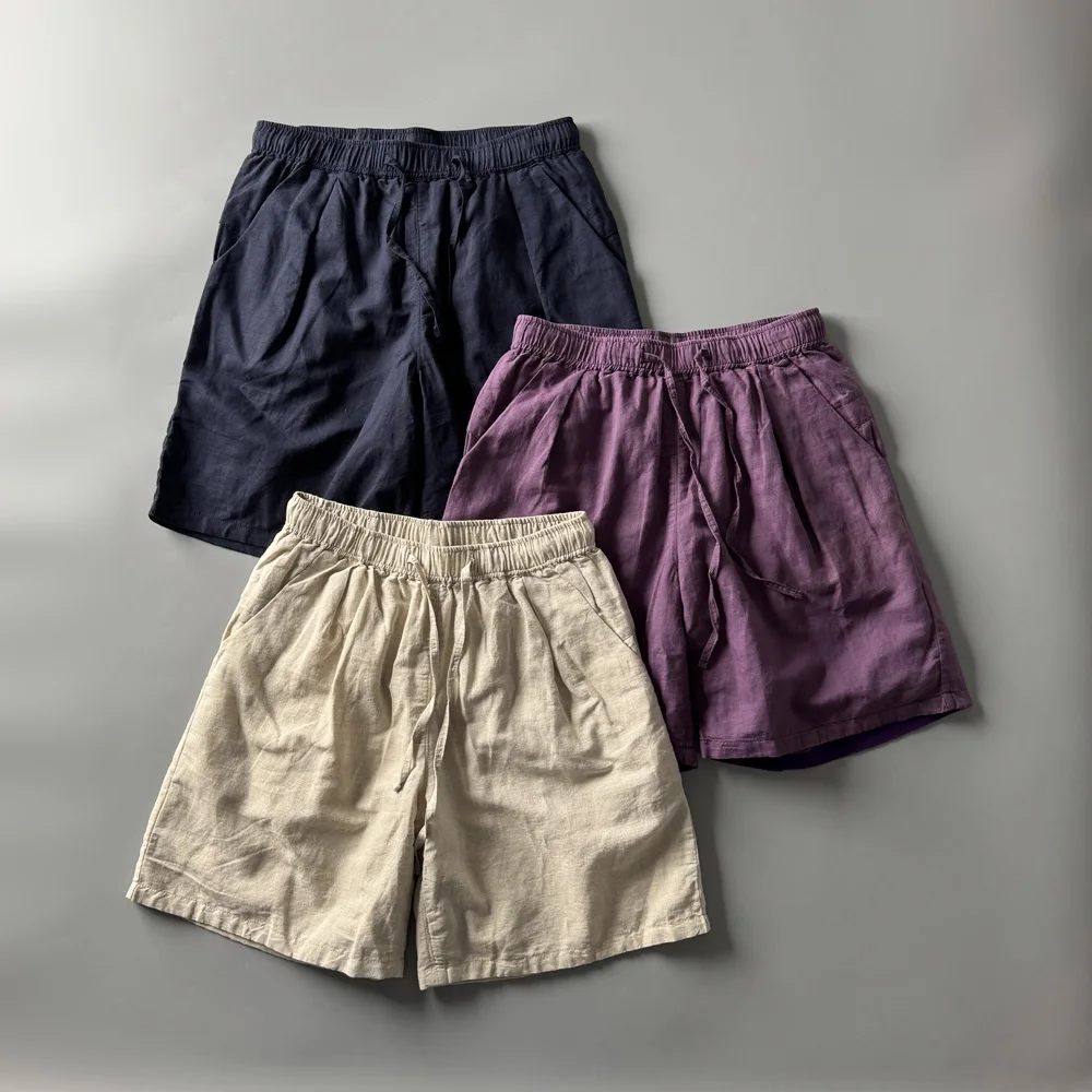 感あるコットンリネン夏用ショートパンツ：夏バーベキューに最適な通気性と涼感のパンツ
