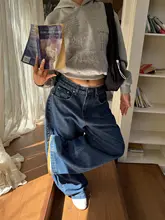 ヴィンテージ風デザインのワイドレッグデニムパンツ【ユニセックス・フィット・カジュアル】