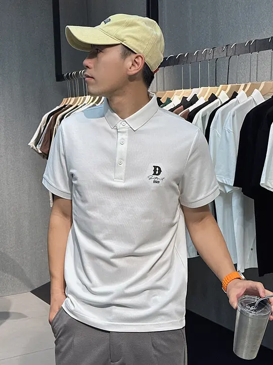 極上の柔らかさD字刺繍ポロシャツ【コットン・短袖・スタイリッシュ】