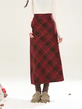 2025年初春新作レッドチェック柄スカート