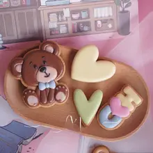 韓国式バレンタインデー用アイシングクッキー型【浪漫小熊・ハート型】