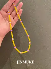 韓 国輸入ビーズ手作りカラー ネックレース