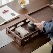 ブラックウォールナット製全集成木製収納ボックス【羽目付き・彫刻デザイン・客間用】