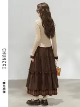 春のコーディネートに最適！カラーコンビネーションニットトップス＆スカート