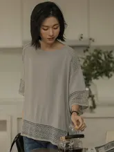 レディース 半袖レース切替バットウィングTシャツ【夏用・カジュアルスタイル】