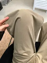 カーキ色ハイウエストストレートジーンズ【女性用・フィット・ワイドレッグ】（セットアップ対応）