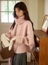 二重仕立てのコート【ブルーグリーン・アウター・冬用・スカーフカラー】