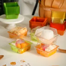 クリアパッケージのココナッツミルクゼリー容器【使い捨て・天地フタ付き・ケーキ用】