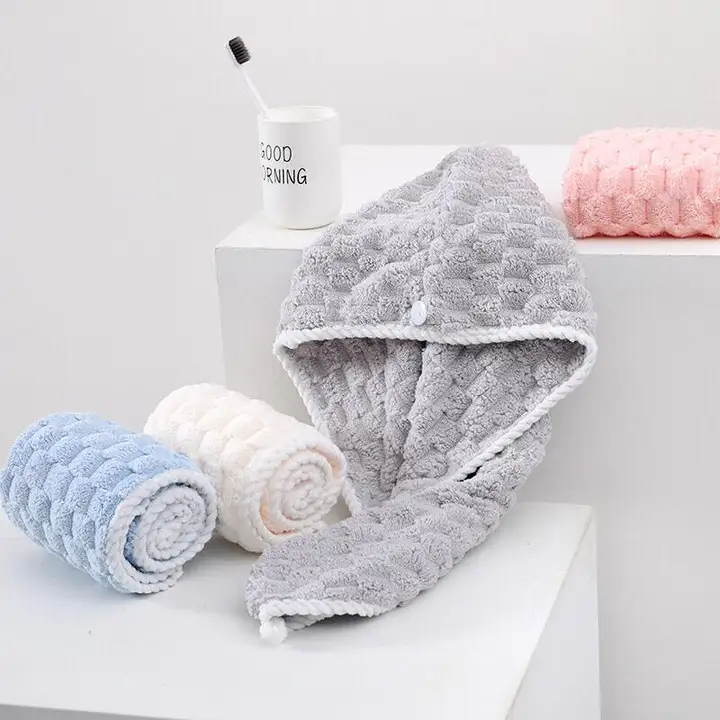 極上の柔らかさ コーラルフリース ドライヘアキャップ【吸水性・厚手・家庭用】