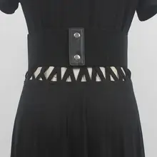 バンド付きエラスティックウエストベルト【ブラック・女性用・装飾ワンピース】