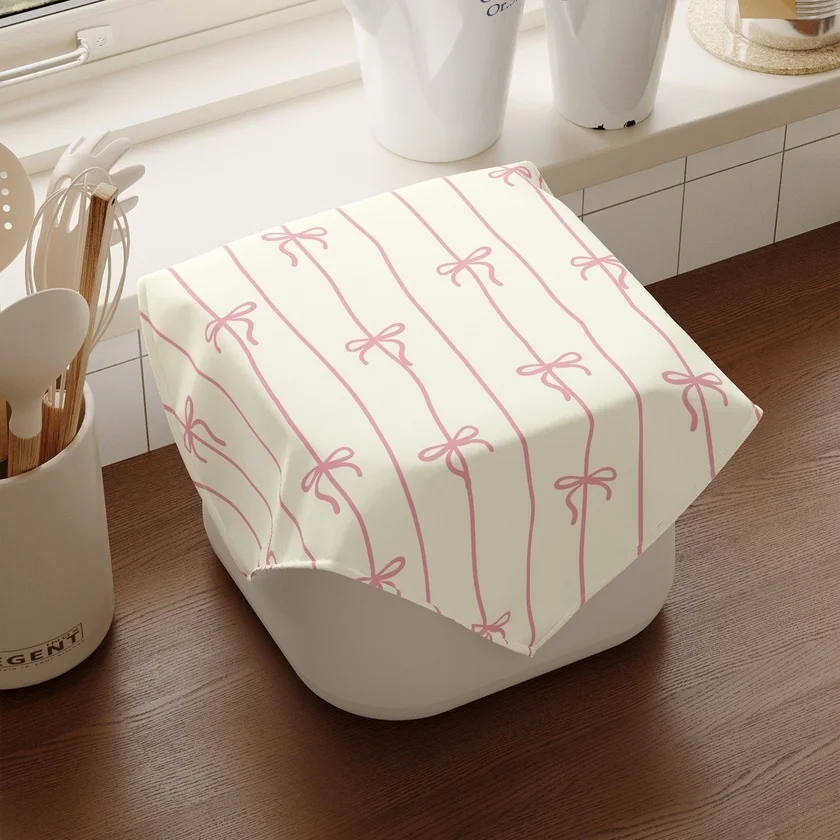 かわいいリボンデザインの防塵カバー：電子レンジ・オーブン・炊飯器・エアフライヤー用の万能ヘッドクロス