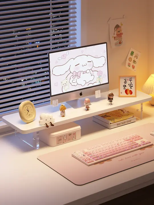 モニター台 アクリル クリア デスクトップPCスタンド 浮かせるデザイン キーボード収納 デスクオーガナイザー 整理整頓 オフィス 在宅ワーク