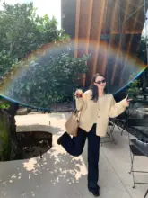 ベージュのベビーベビアルパカウールダブルフェイスコート【冬用・Vネック・ショート丈・手作り】