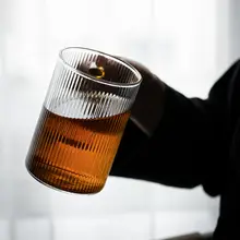 ストライプガラス製マグカップ【耐熱・ハンドル付き・ティー・コーヒー用】