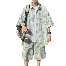 夏季用 五分袖花柄シャツ【クールな肌触り・ビーチスタイル・男性用】（セットアップ対応）