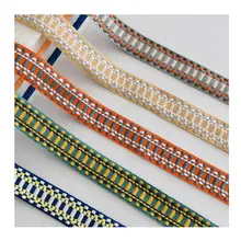 欧式フリルデザイン ソファスカート用生地【グレーオレンジ・3cm幅・クッション装飾】