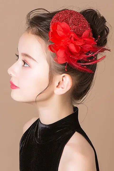 子供用オリジナルヘッドドレス 銀色スパンコール小さなシルクハットヘアアクセサリー【ドレス衣装用・演出用】