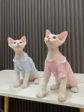 可愛いフリル付きドールカラーTシャツ【スフィンクス猫用・柔らかい素材】