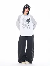 カートゥーンストライプのラグランスリーブTシャツ【春用・ゆったりデザイン】