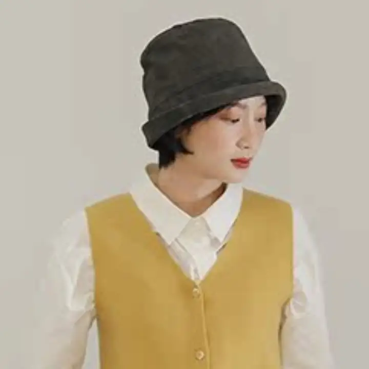 印計谷羽 デザイナーオリジナル 柿染めクシュクシュバケットハット【秋冬用・女性用】