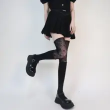 ソックス レディース フェイクニーハイ ルーズソックス レースパッチワーク Y2K 甘辛MIX