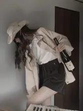 高腰コーデュロイショートパンツ【無地・春秋用・レディース】