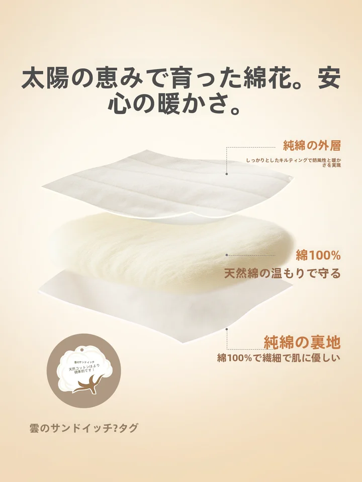新生児用 上質なコットン 和服【長袖・保温・秋冬用】