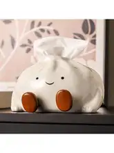 クリームデザインのティッシュボックス【高級感ある陶器製・リビング用・インテリア】