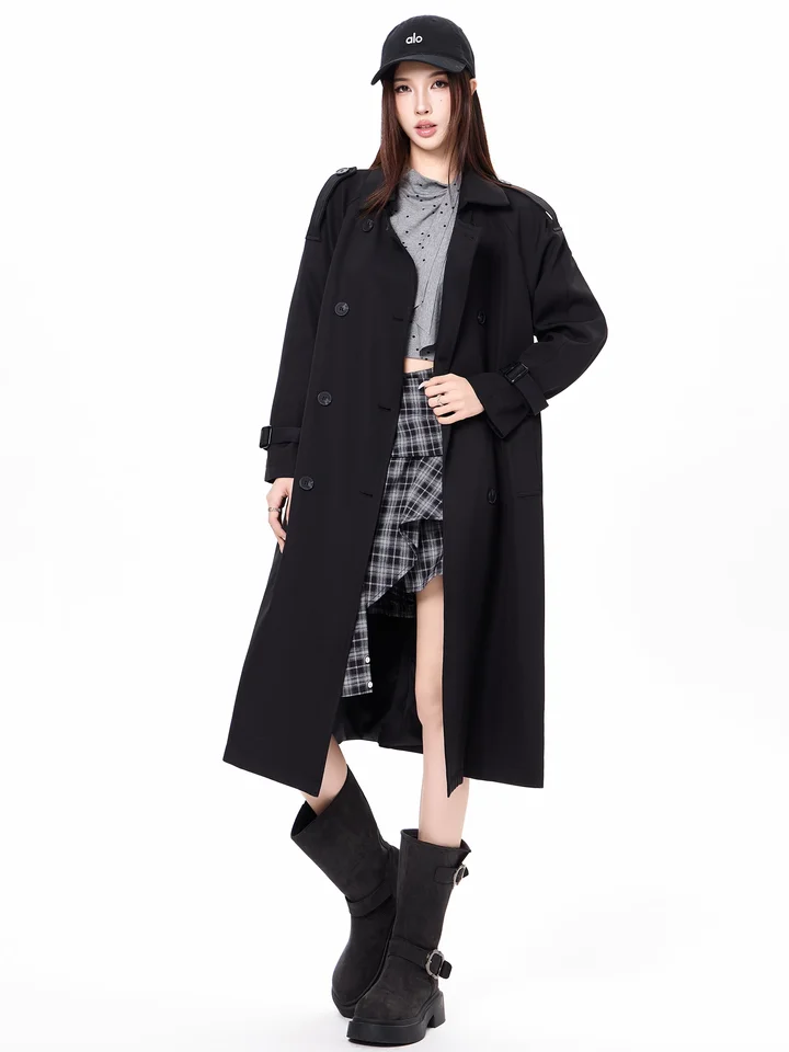 トレンチコート【カーキ・レディース・学院風・中長丈】