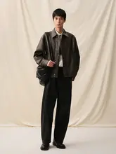 白川デザインのPUレザー短丈作業ジャケット【男物・ポケット付き・アウター】