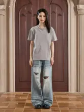 ヴィンテージ風ダメージ加工半袖Tシャツ【軽やかで上質感】