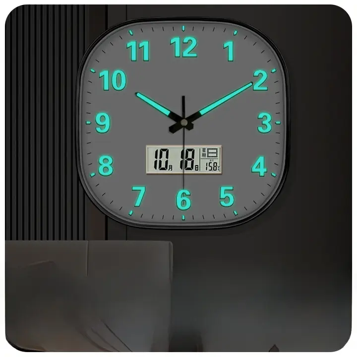 自動時刻合わせ角型電波時計【シンプルデザイン・夜光機能・クォーツ・音声操作】