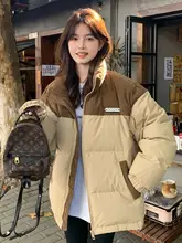灯芯绒デザインのダウンコート【冬用・女性用・ハイエンドな個性的なスタイル】