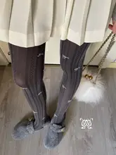 リボンデザインのストライプ柄透け感コットンタイツ【可愛いスタイル】