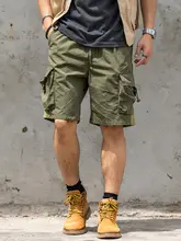 アメリカンビンテージ風 ワークショートパンツ【薄手・軍用グリーン・ゆったりサイズ】