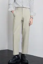 夏用 薄手 カーキ色のストレートパンツ【抗シワ・イージーケア・カジュアル用】