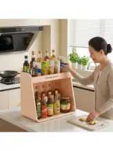 キッチン用調味料ラック【二段式・調味料ボトル整理用・油・塩・酢専用】