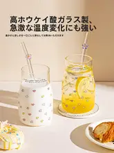 高硼珪酸ガラス製ミルクカップ【家庭用・大容量・ストロー付き】