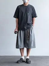 夏用高級感のあるホリゾンタル七分丈パンツ【ゆったりしたデザイン・カジュアル】（セットアップ対応）