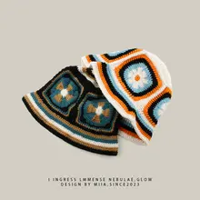 手編みの花柄空き編みフィッシャーハット【女性用・ブーニーハット・トレンド】