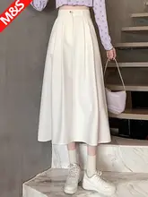 高腰のAラインスカート【白色・ミドル丈・春用・極上の柔らかさ】