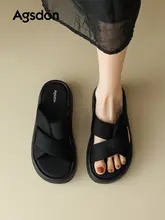 夏用厚底サンダル【ブラック・簡単着脱・高級感】