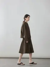 輸入リネン製カジュアルブレザーとスカート【女性用・高品質・スリムフィット】（セットアップ対応）