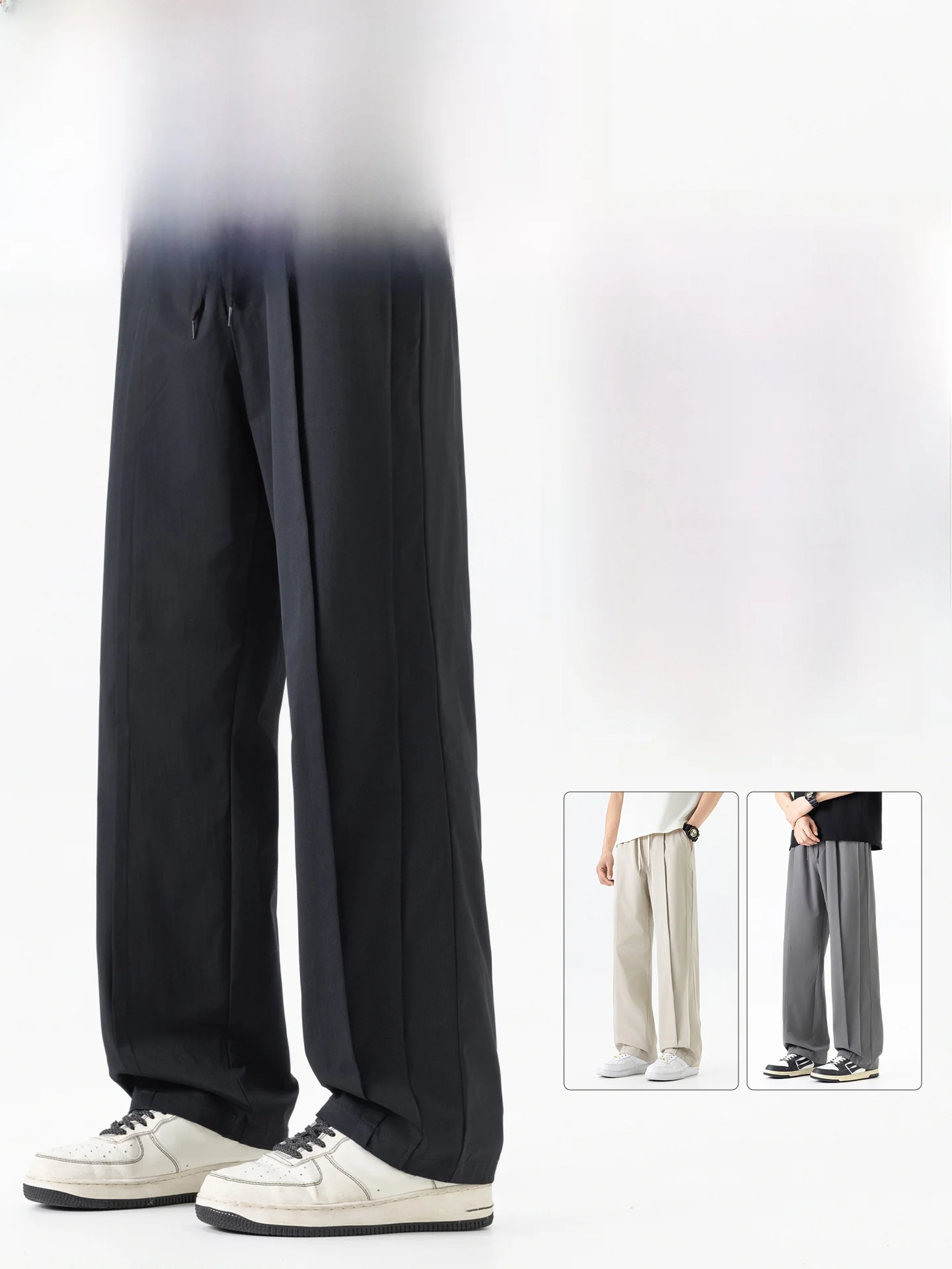 メンズスウェットパンツおすすめ：Warrior/回力の春用黒色ワイドストレートパンツが実用性を実証