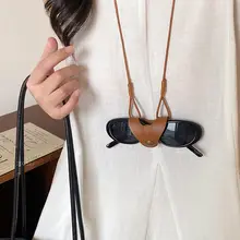 ブラウン眼鏡ホルダー付きネックストラップ【男女兼用・サングラス用・ファッションアクセサリー】