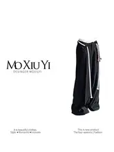 レースフリル付き コーデュロイ広口パンツ【ハイウエスト・ストレート・フィット・女性用】