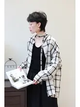 感漂うチェック柄リネンシャツ【ロングスリーブ・ウエストリボン付き】