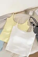 白色ノースリーブタンクトップ【胸パッド付き・夏用・オシャレなバックデザイン】