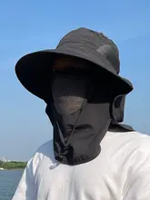 日差しを防ぐアウトドア用サンハット【全顔カバー・ネックガード付き・夏用・大つば】